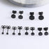 6Pairs 316L Surgical Steel Black Flat Round 3/4/5/6/7/8mm Men Women Stud Earring